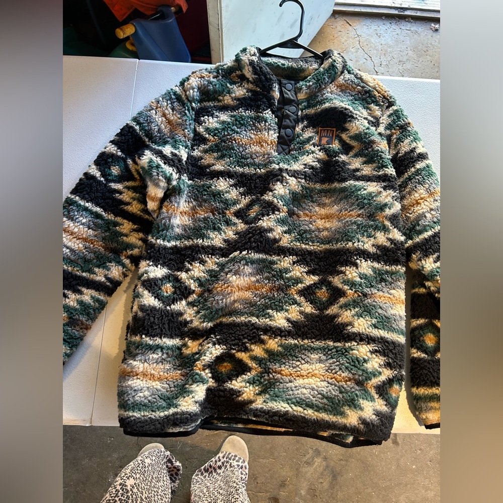 Women’s Patterned Sweater - Black, Green, Cream
